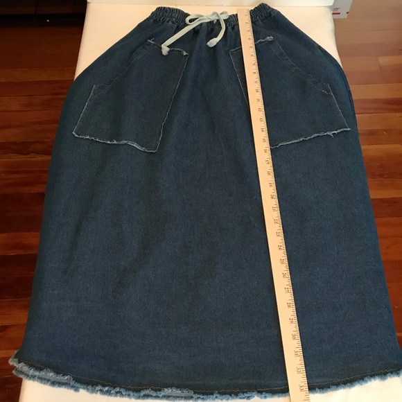 DENIM Skirt A-Line Midi with Pockets Pull On Women’s Size Large X-Large - Picture 13 of 16